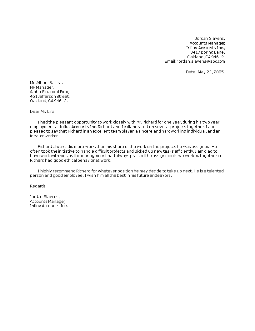 Accounting Job Reference Letter main image