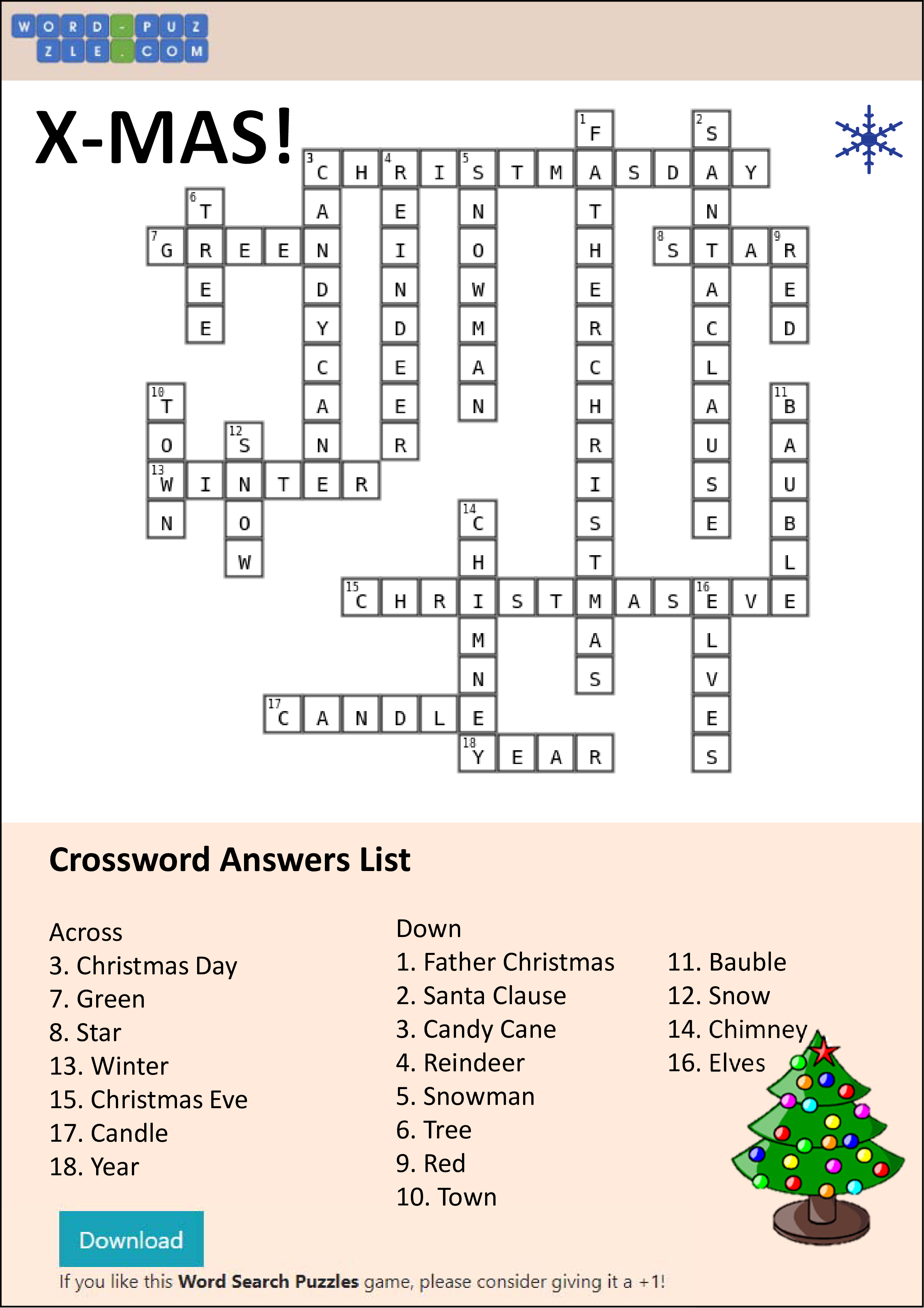 Christmas Crossword | Templates at allbusinesstemplates.com