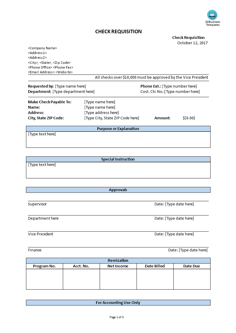 check requisition template