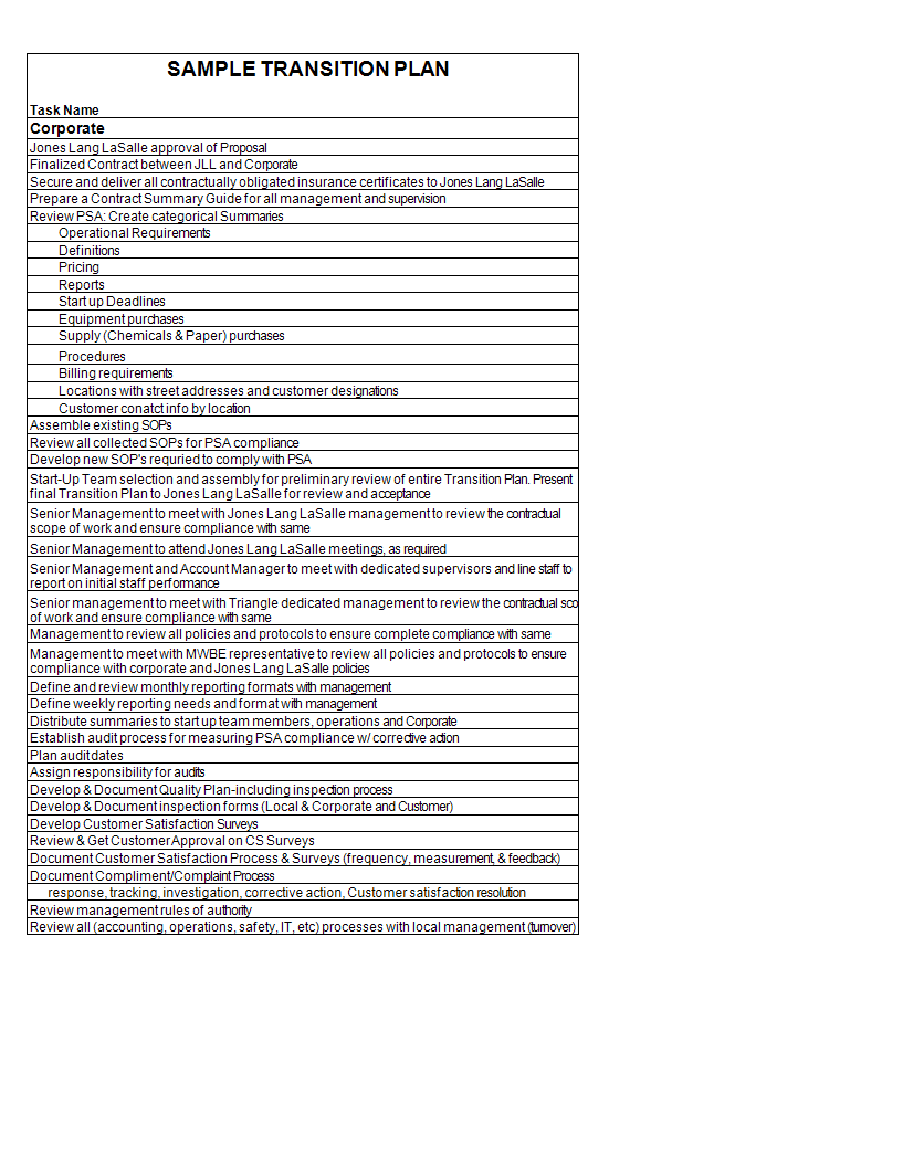 Transition Plan Template example main image