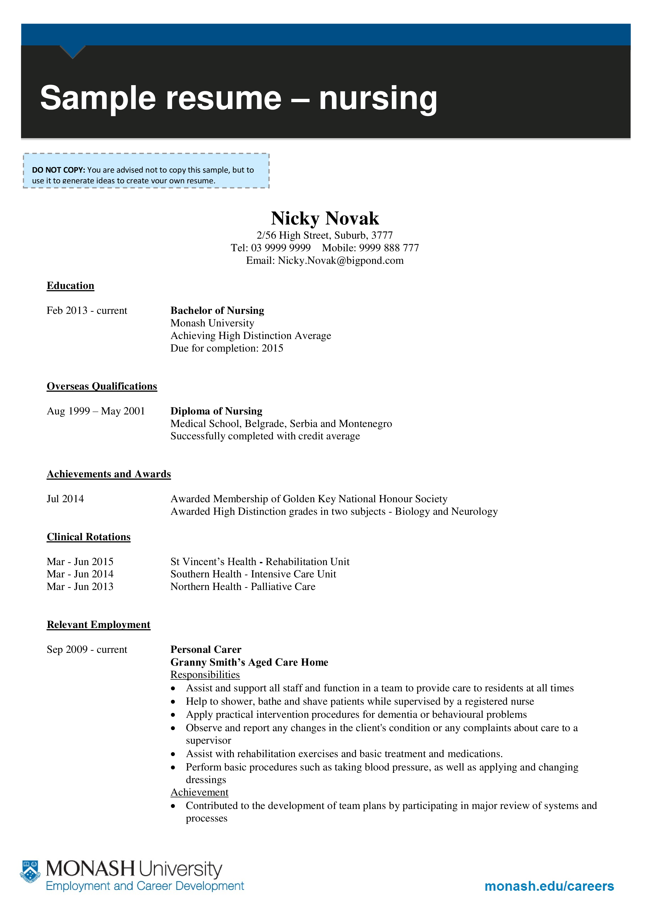 Student Nurse Curriculum Vitae main image