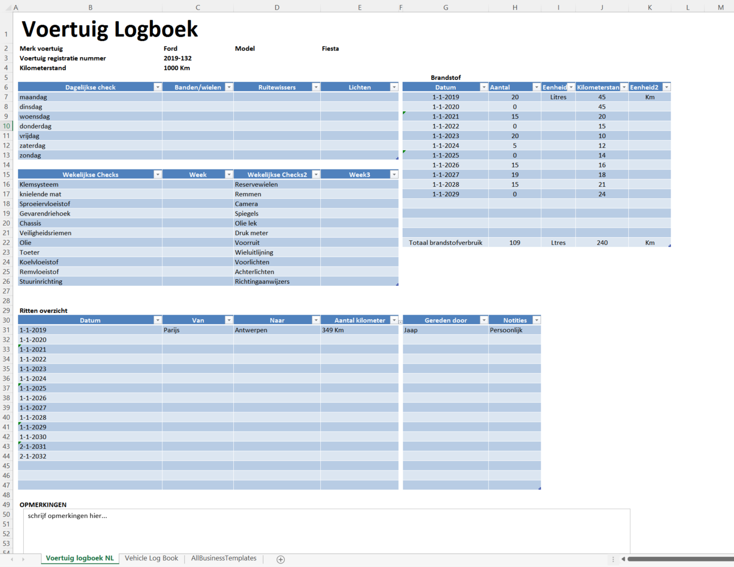 Voertuig Logboek main image