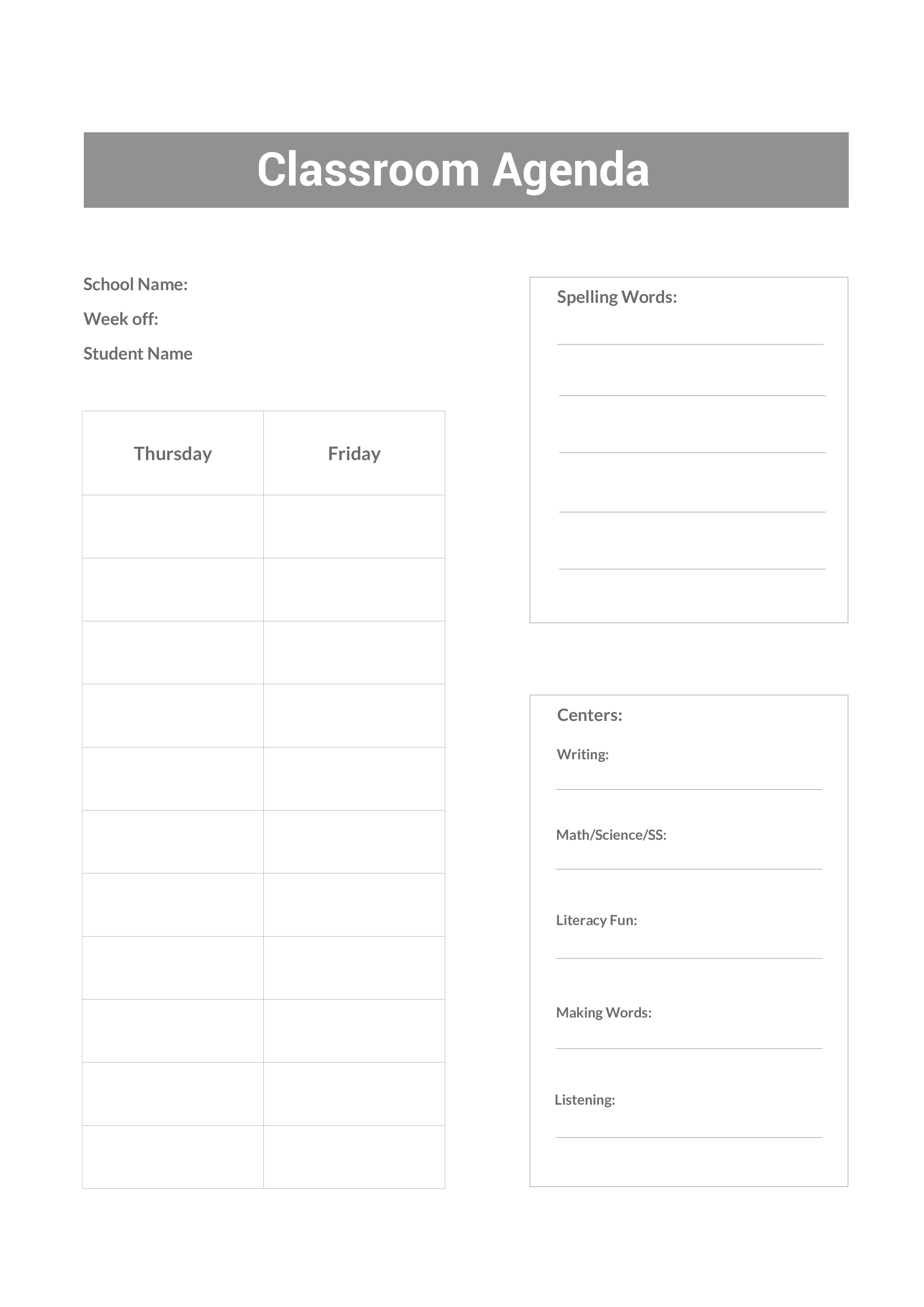 Class Room Agenda main image