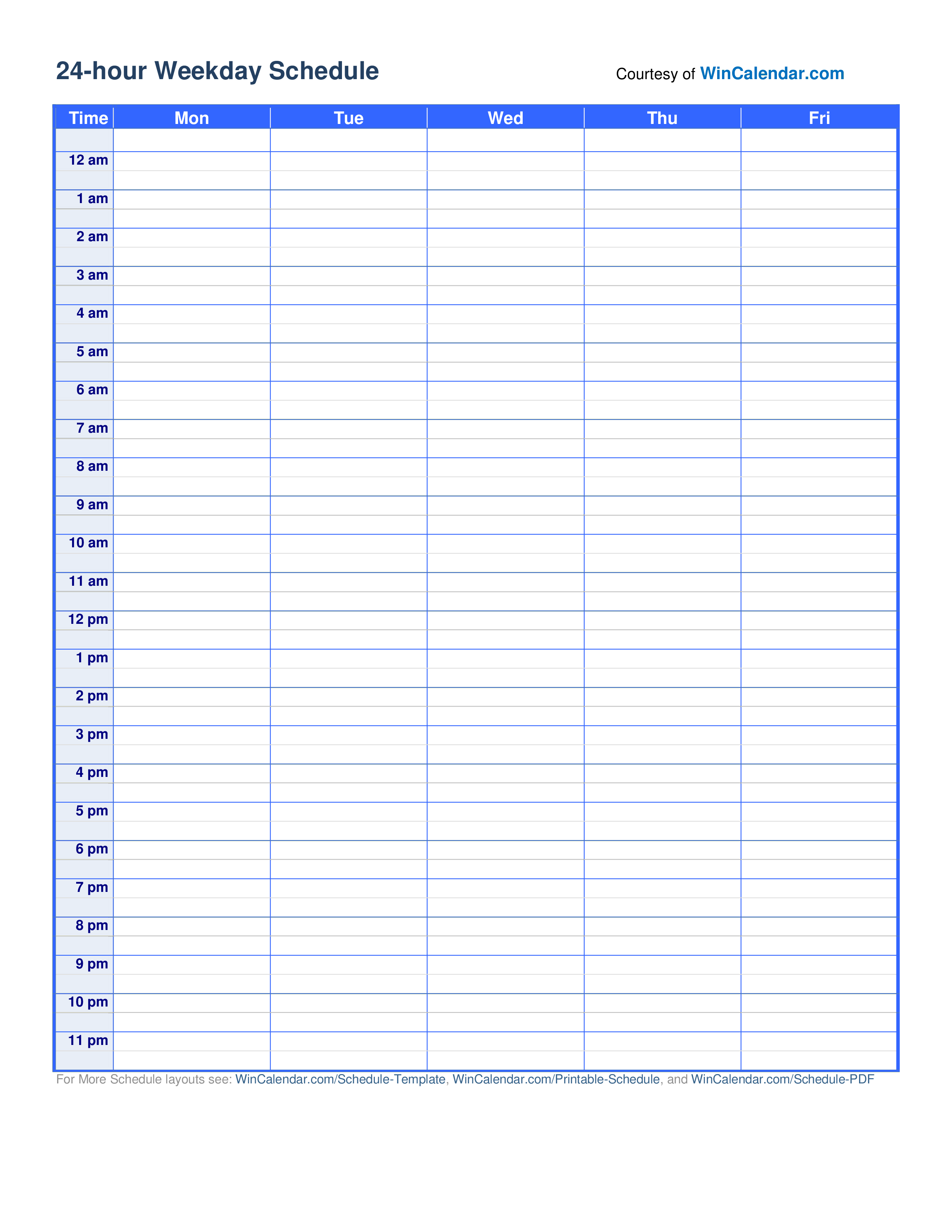 Free Printable 24 Hour Daily Planner