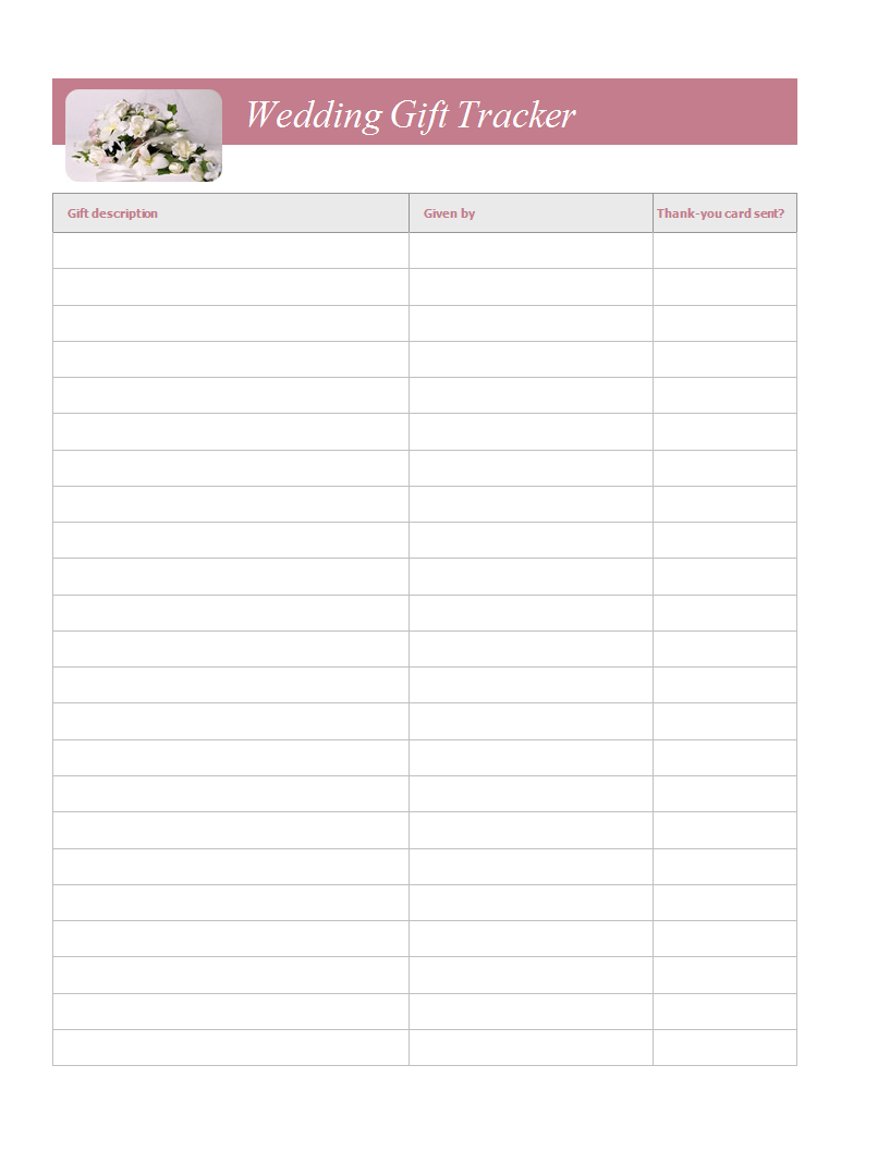 wedding gift tracker modèles