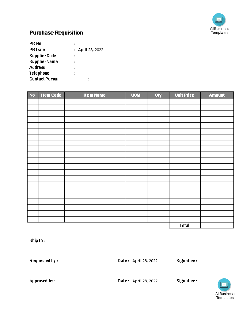 Purchase Requisition template main image