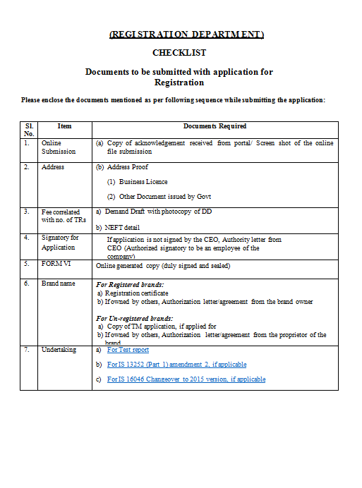 bis checklist for new application (for applicants) template