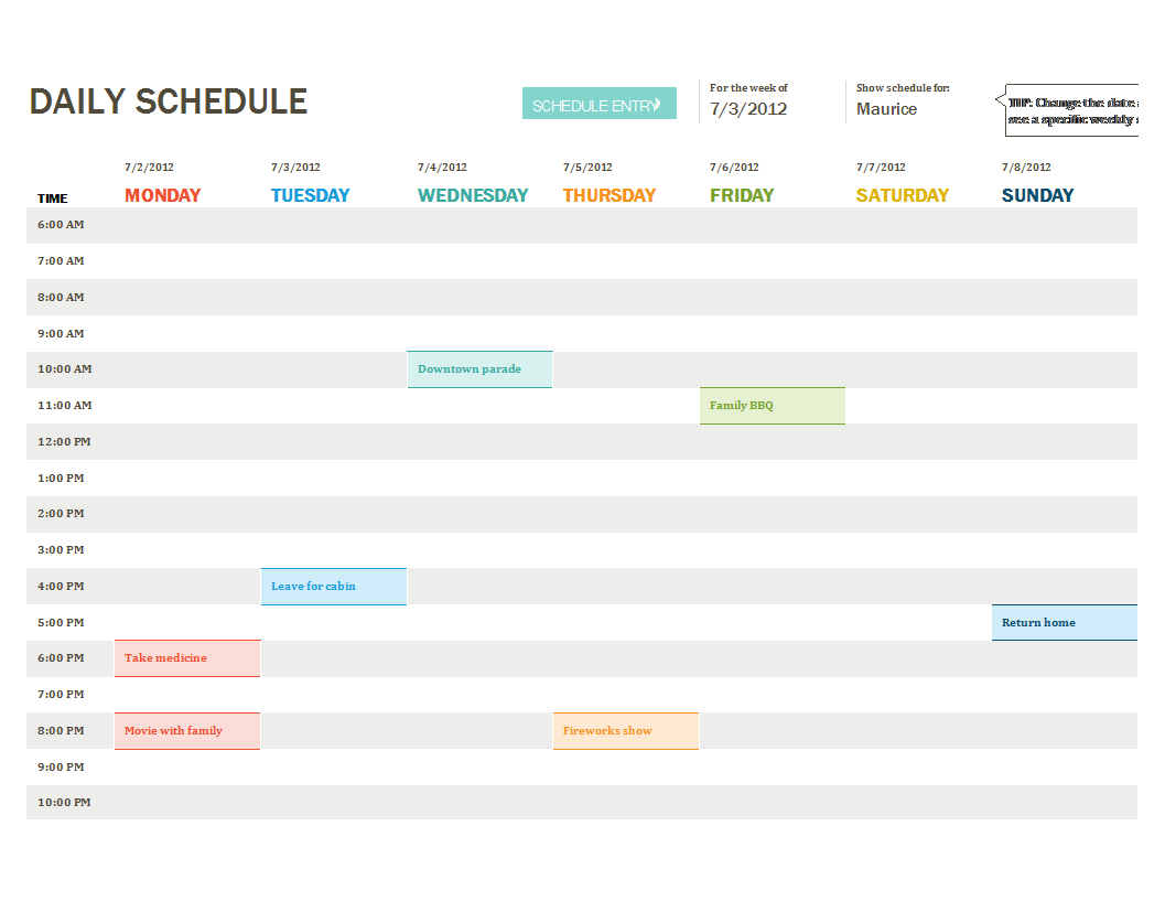 daily planner template sample 模板