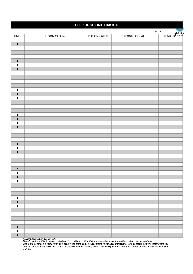phone time tracker template