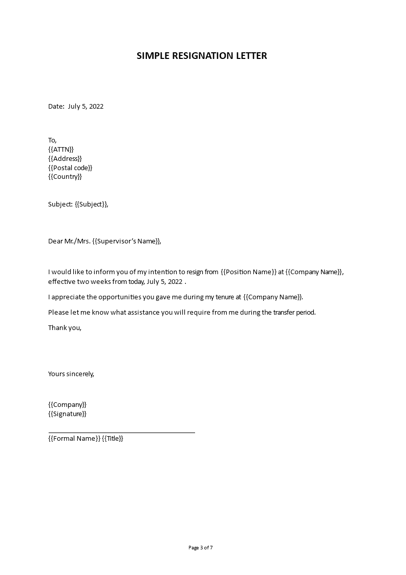 T l charger Gratuit Ontslag Brief Voorbeeld