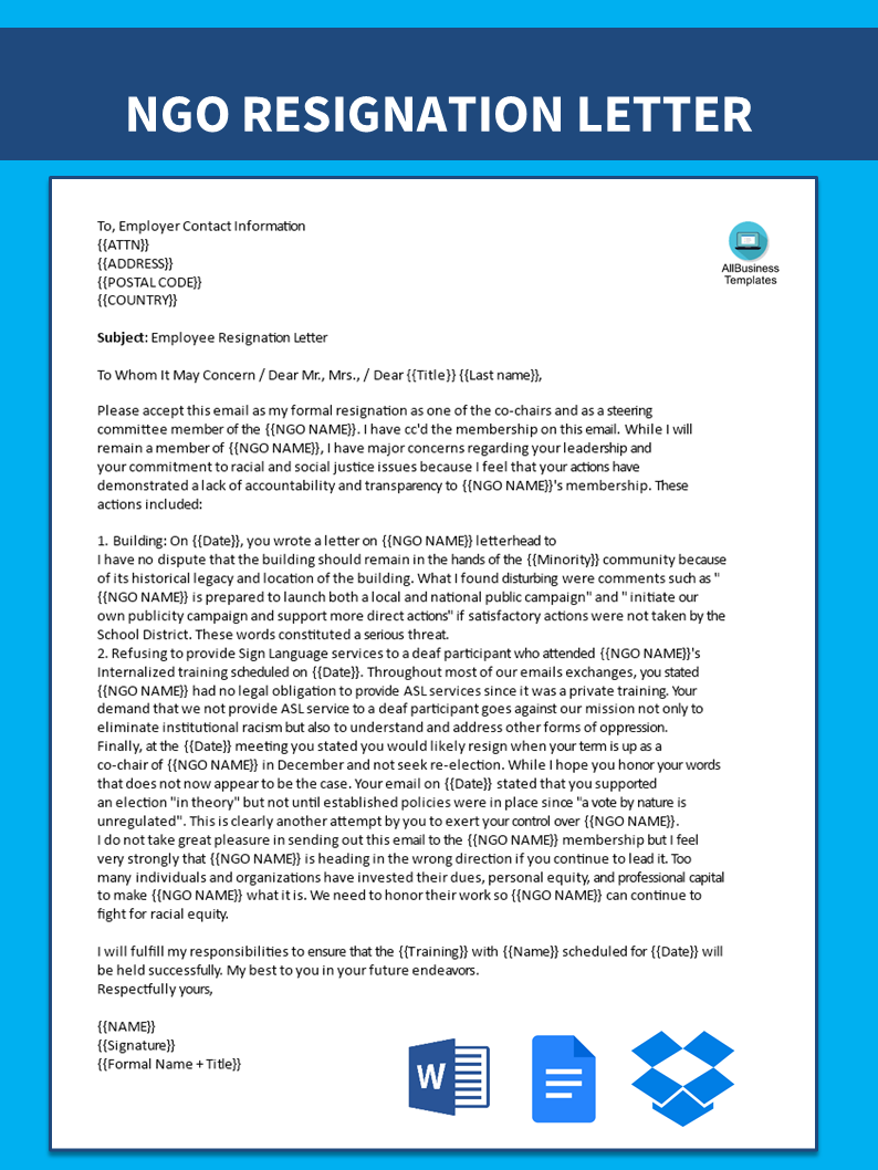 Nonprofit Resignation Letter Allbusinesstemplates nonprofit-resignation-letter-allbusinesstemplates