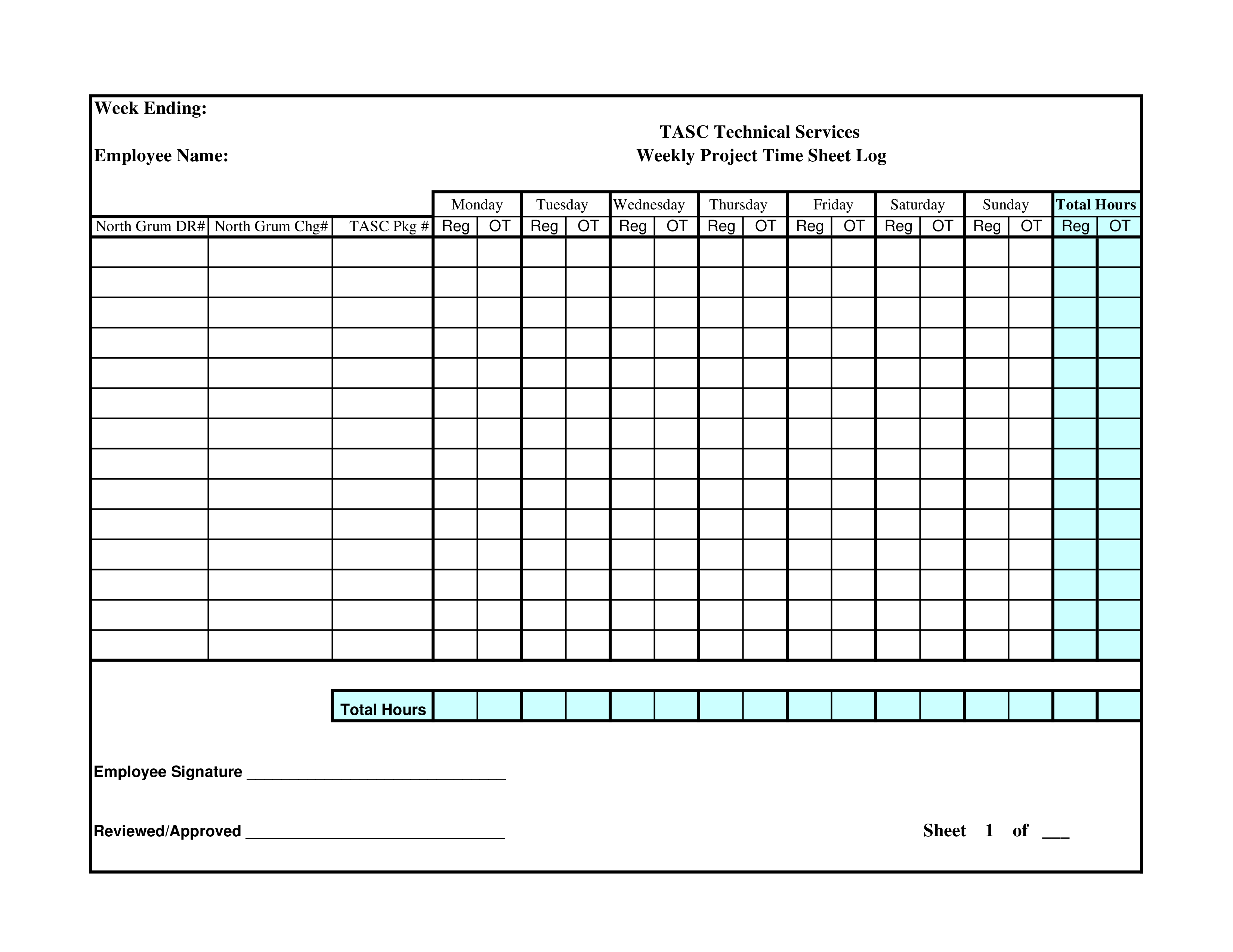 Weekly Project Time Sheet main image