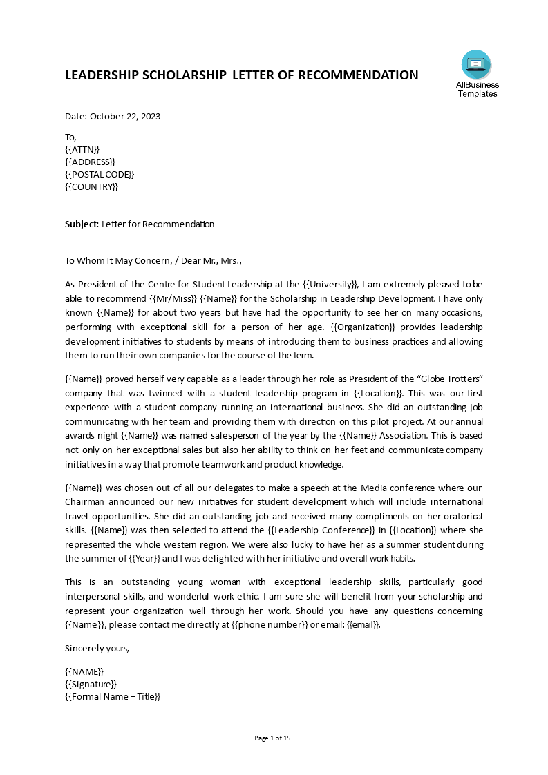 graduate school reference letter template