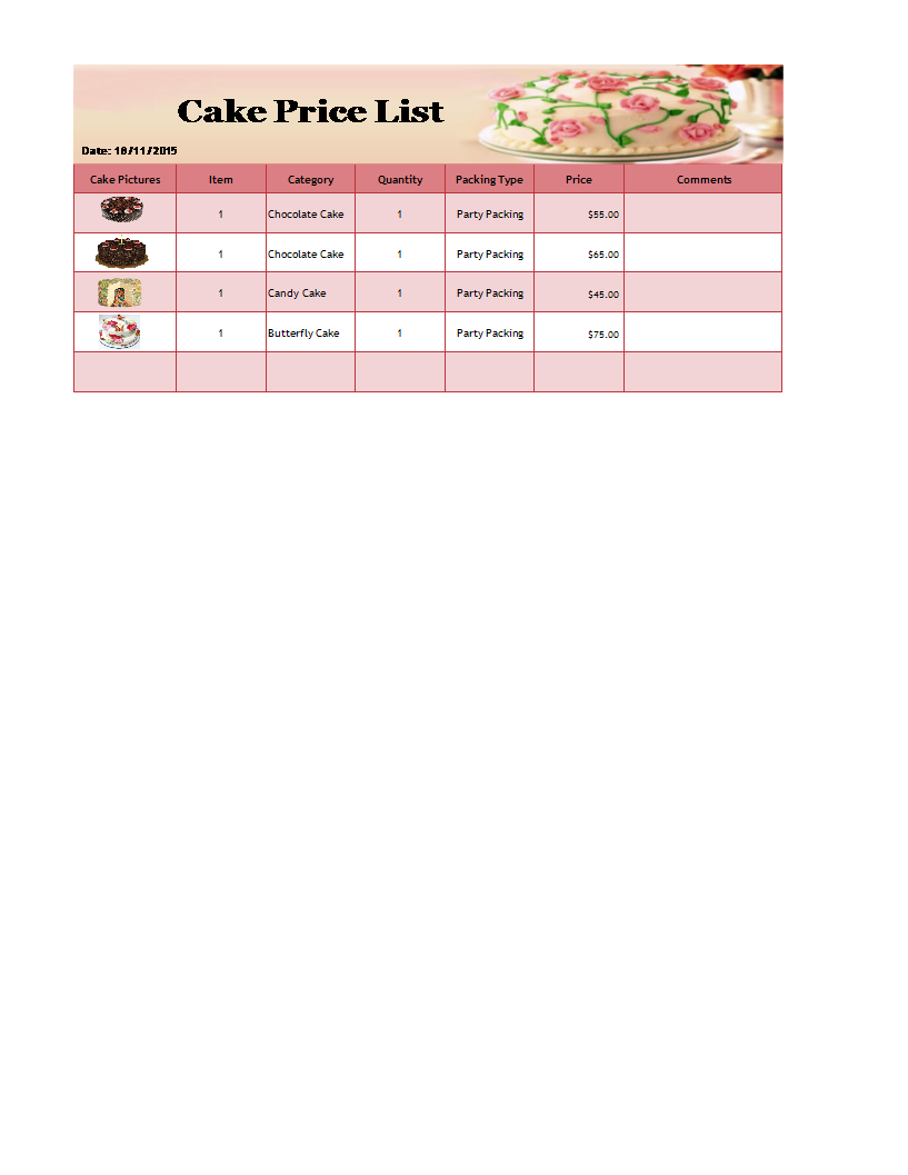 Price List XLSX Template main image