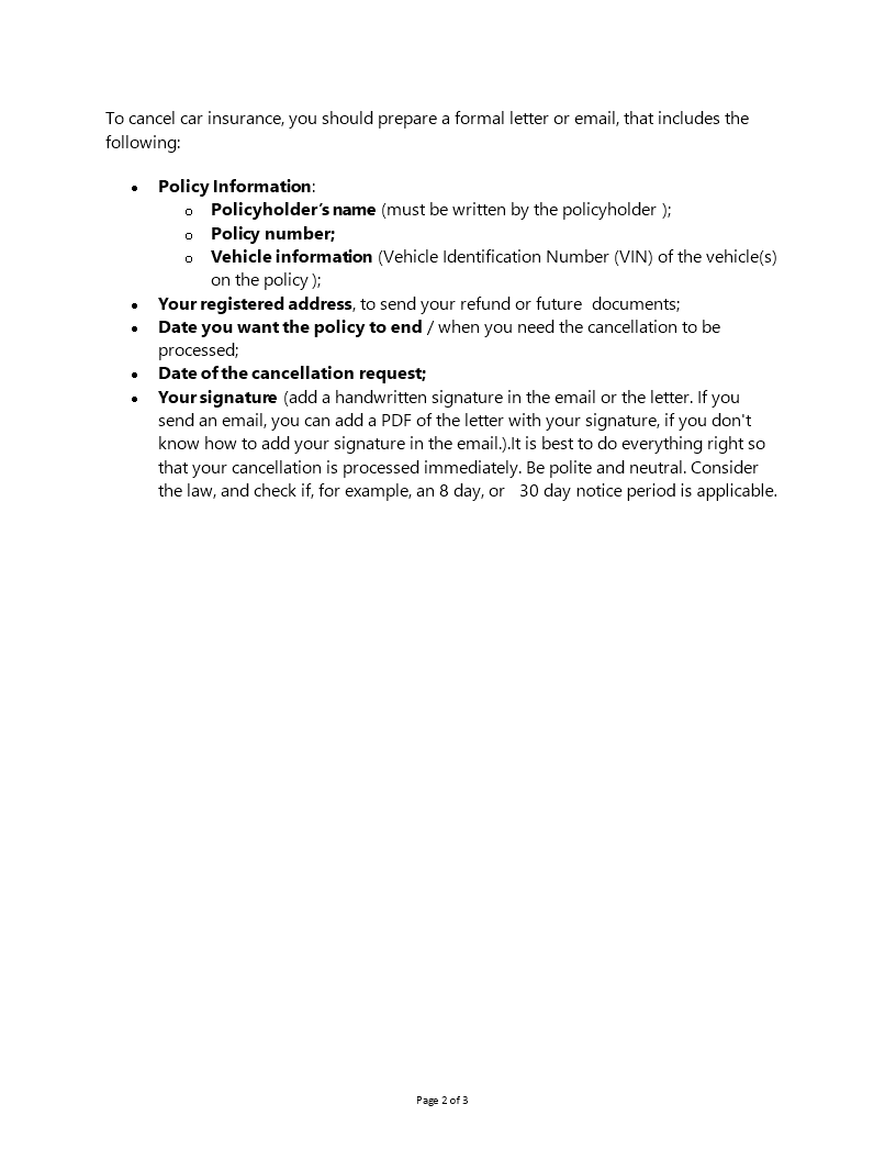 Car Insurance Cancellation Letter Templates at