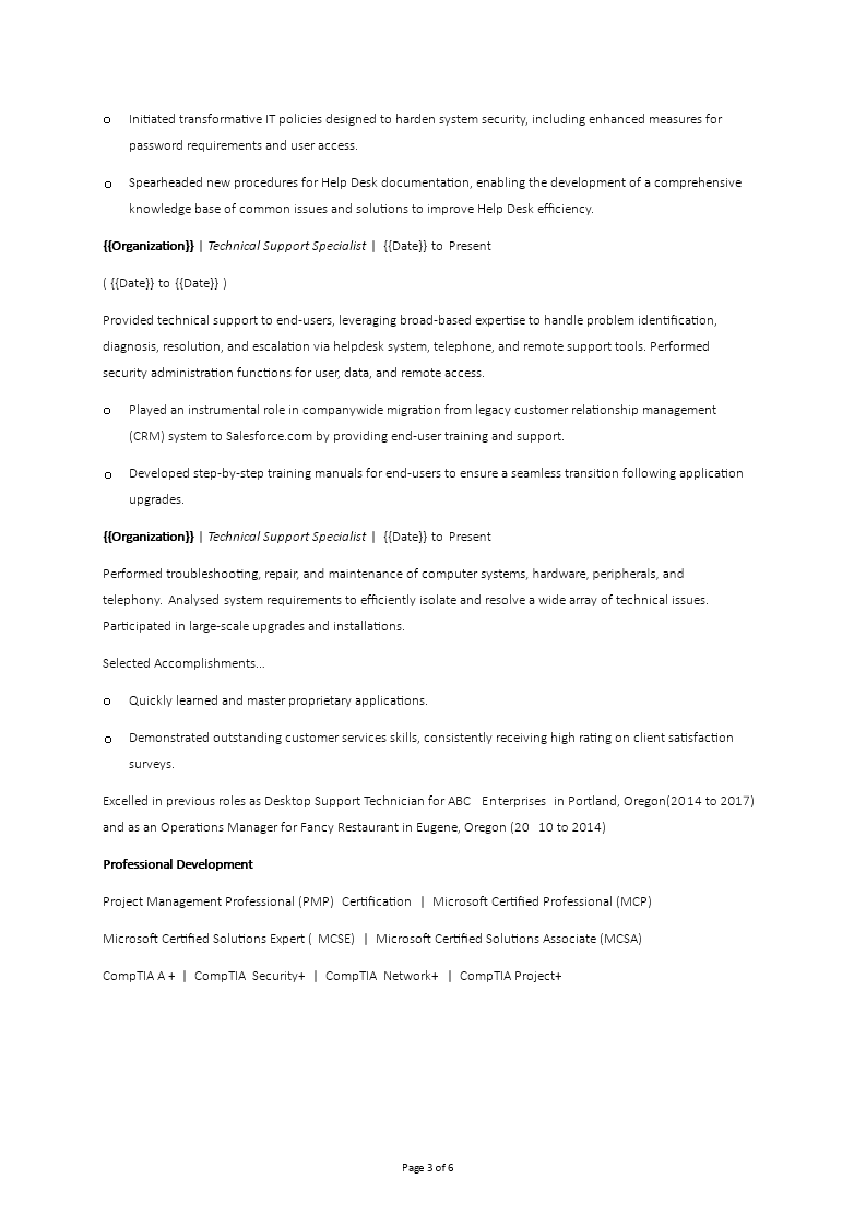 professional it resume in word plantilla imagen principal