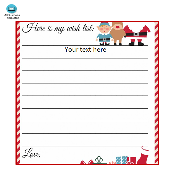 christmas wish list template Hauptschablonenbild