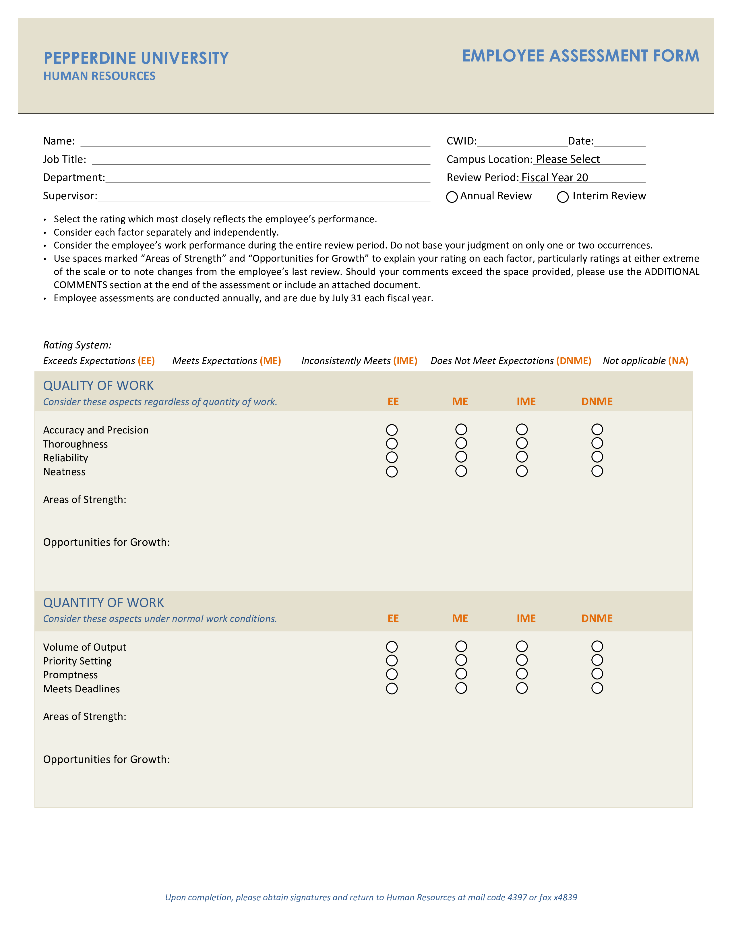 employee assessment form voorbeeld afbeelding 