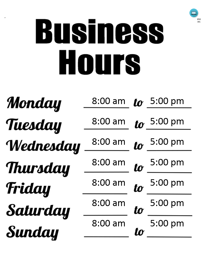 Télécharger Gratuit Business Hours Template