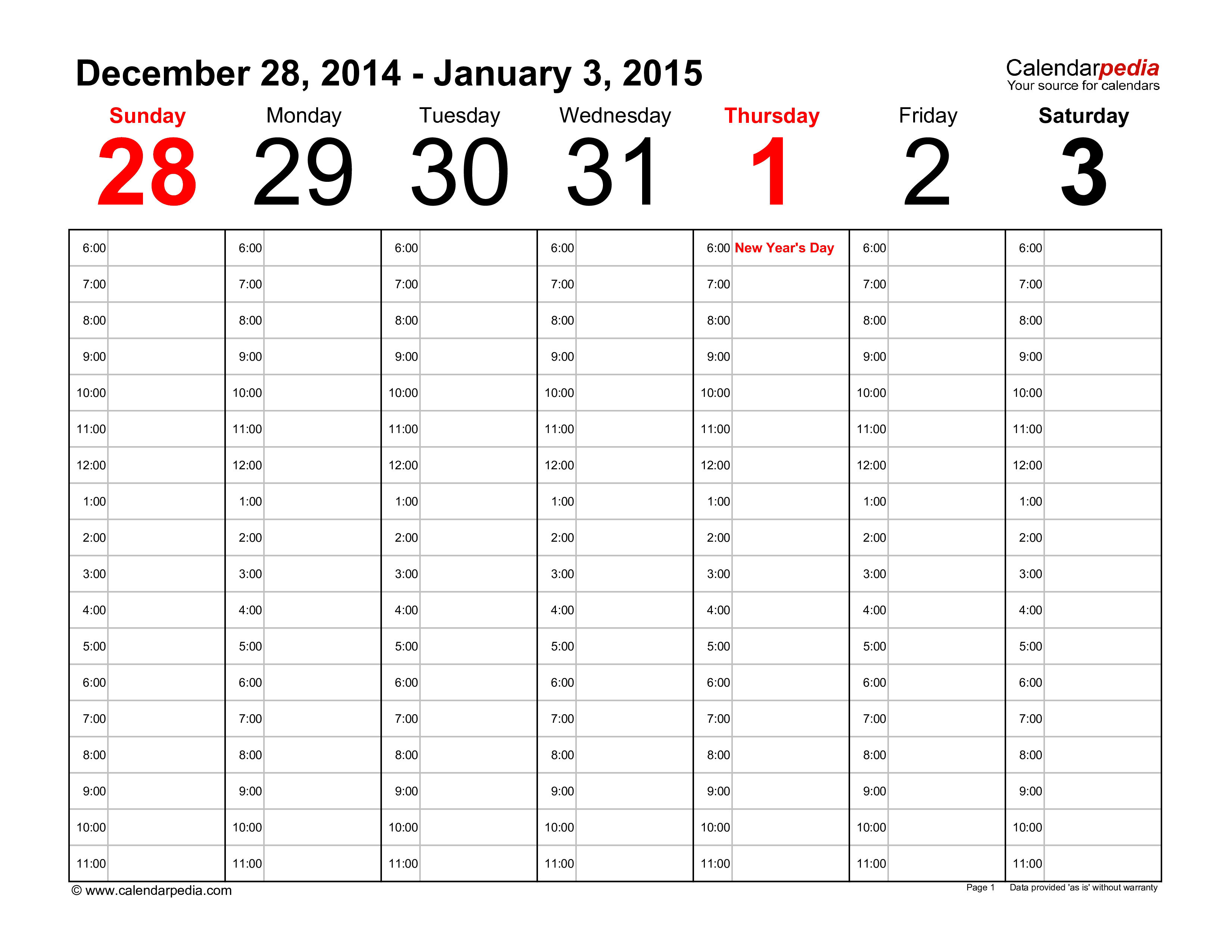 weekly calendar 2015 landscape Hauptschablonenbild