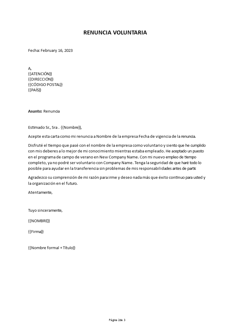 Carta de renuncia de voluntario main image