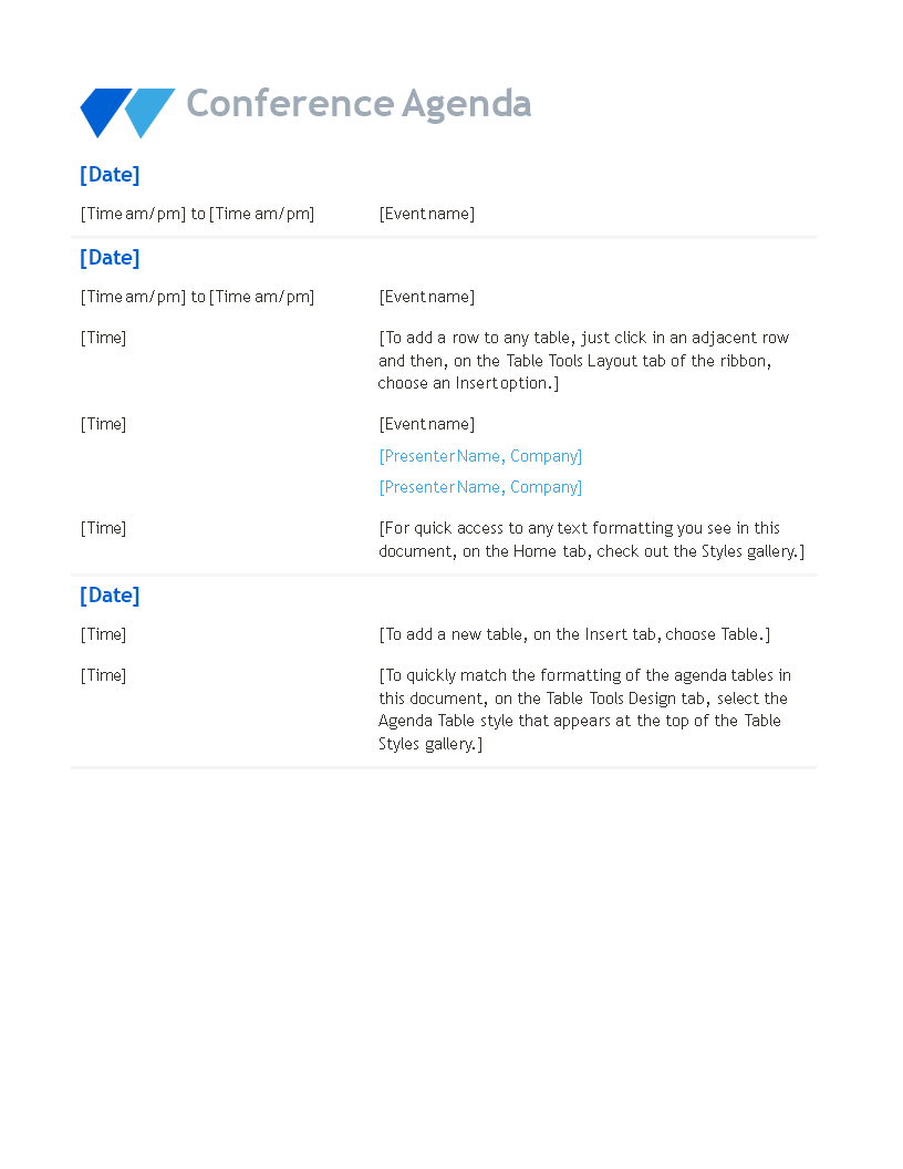 Conference Agenda Outline 模板