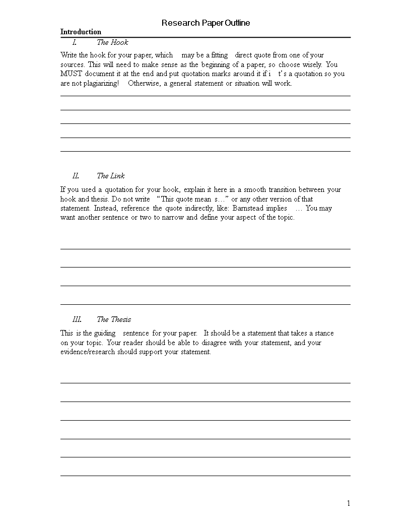 template for an outline for research paper