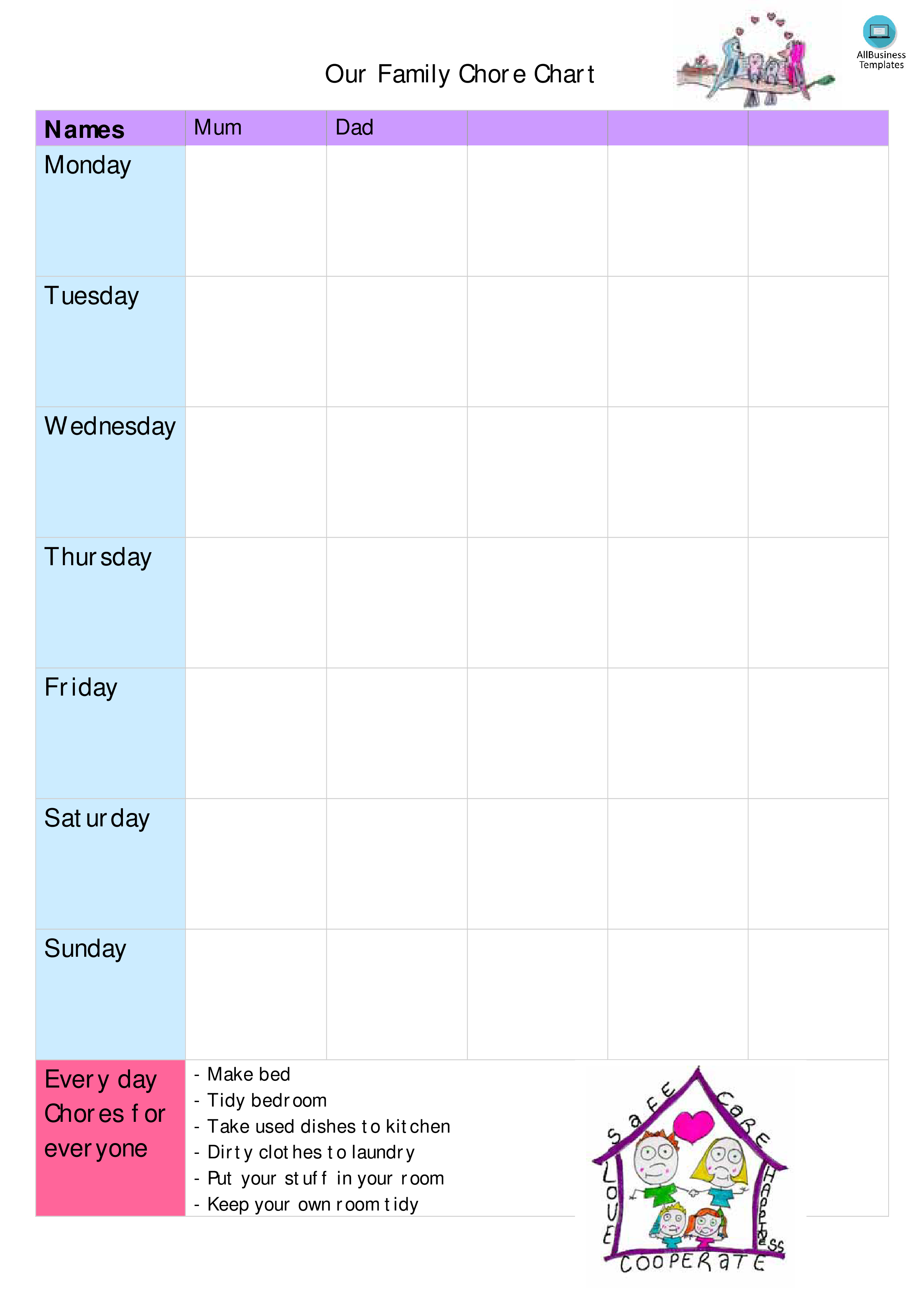 family chore chart sample Hauptschablonenbild