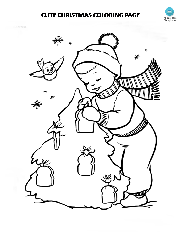 cute christmas coloring page Hauptschablonenbild