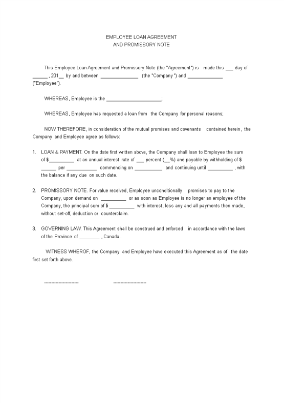 template topic preview image Employee Loan Agreement