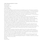 Formal Letter Of Recommendation For Teacher gratis en premium templates