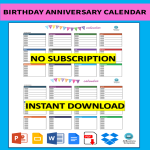 Birthday Anniversary Calendar gratis en premium templates