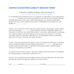 Volunteer Liability Release Form gratis en premium templates