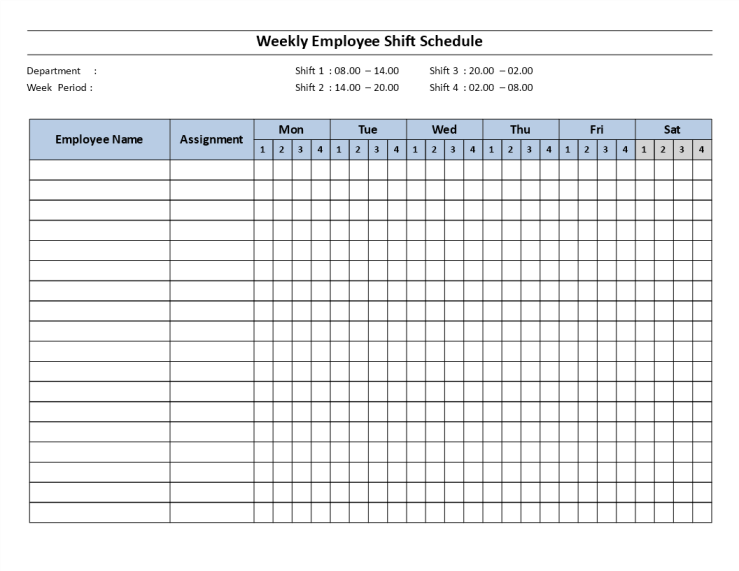 Working schedule word | Business templates, contracts and forms.