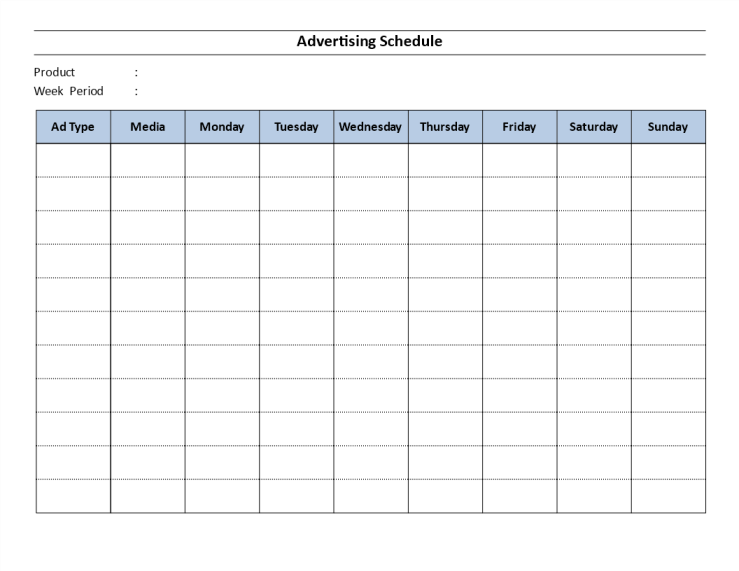 Advertising Schedule Template gratis en premium templates