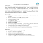 Coordinator Job Description gratis en premium templates