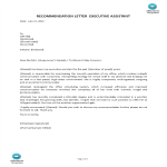 Sample Executive Assistant Recommendation Letter gratis en premium templates