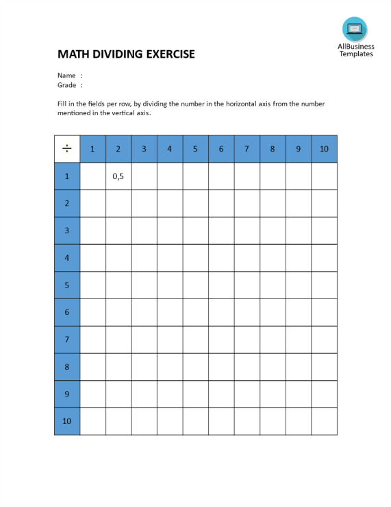template topic preview image Math Dividing Worksheet