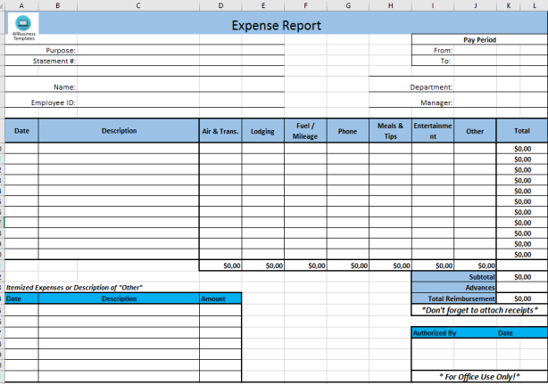 HR Employee Expense Excel Report gratis en premium templates
