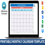 template topic preview image Printable Monthly Calendar sample