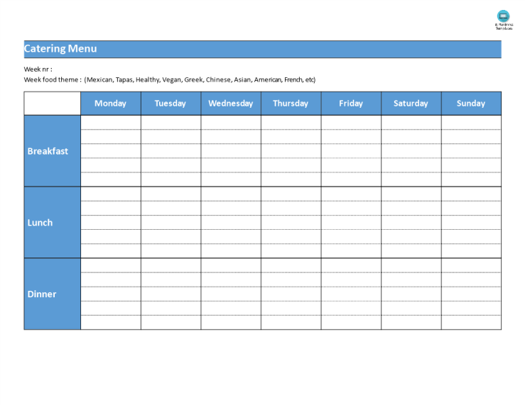 template topic preview image Weekly Catering Menu template