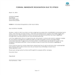 image Immediate Resignation Letter Due to Stress by Employee