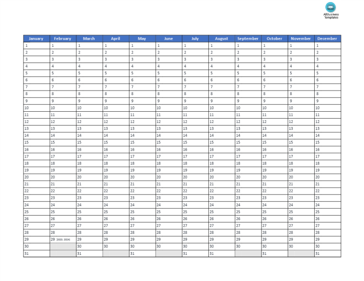 template topic preview image Birthday calendar in landscape format