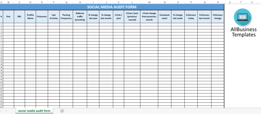 template topic preview image Social Media Spreadsheet Audit