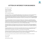 Letter Of Interest For Business gratis en premium templates