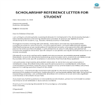 Scholarship Reference Letter For Student gratis en premium templates