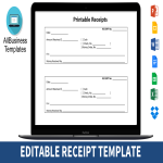 Editable Receipt gratis en premium templates