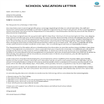template topic preview image School Vacation Letter