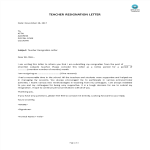 template topic preview image Teacher Resignation Letter with notice period