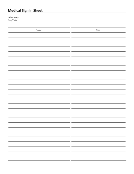 template topic preview image Medical laboratory sign in sheet